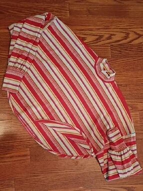 Free People Striped Red & Cream Long-Sleeve Women's Top